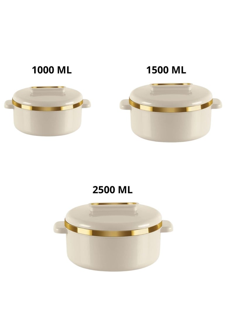 ميلتون طقم حافظات طعام من 3 قطع داخلية من الستانلس ستيل (1000 مل ، 1500 مل ، 2500 مل) بيج/ذهبي - Image 2